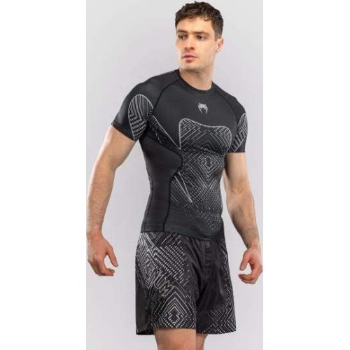 Рашгард с короткими рукавами Venum Midnight Fury – черный/серый/серебристый