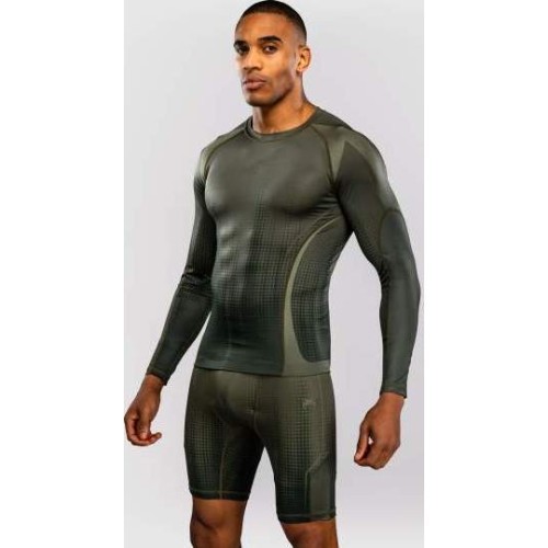Venum Stealth Long Sleeve Rashguard - Khaki/Dark Green