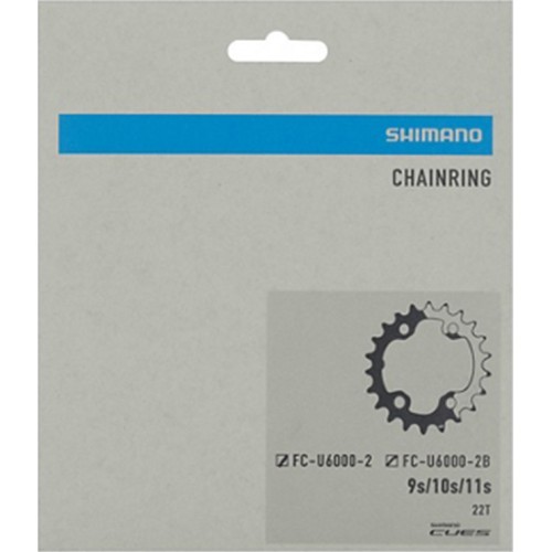 Shimano CUES FC-U6000-2 / FC-U6000-2B front chainring, 22T, B.C.D.: 64 mm
