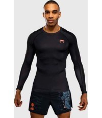 Venum Thunder Dragon Long Sleeve Rashguard - Black/Grey/Copper