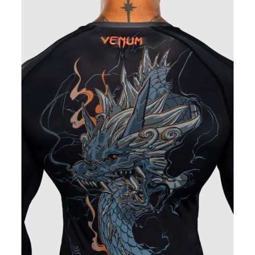 Venum Thunder Dragon Long Sleeve Rashguard - Black/Grey/Copper