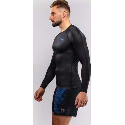 Venum Thunder Dragon Long Sleeve Rashguard - Black/Royal Blue