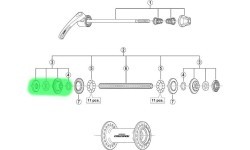 Cone, washer and nut for Shimano HB-M590 hub