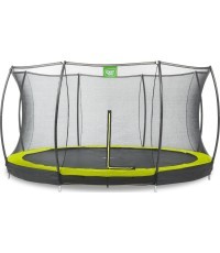 EXIT Silhouette ground trampoline ø427cm with safety net - green Outdoor Round Coil spring Sunken trampoline