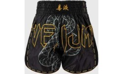 Venum Serpenti Muay Thai šortai - juoda/sidabrinė/auksinė