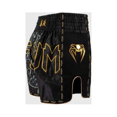 Venum Serpenti Muay Thai šortai - juoda/sidabrinė/auksinė