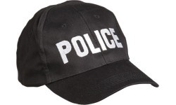 Juoda beisbolo kepuraitė su užrašu „POLICE“