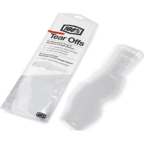 Tear-Offs for Motorcycle Goggles 100% Strata 2/Accuri 2/Racecraft 2 – 10 Pcs.