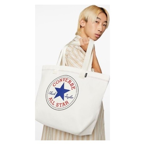 Converse Canvas Tote Bag Egret/Converse Blue White 10023817 A01