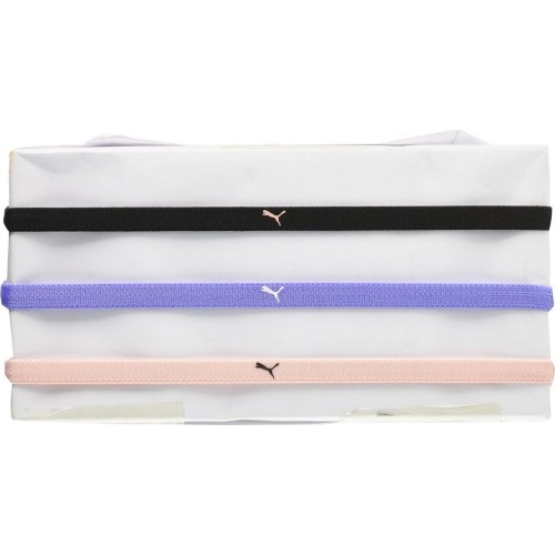 Повязка на голову Puma AT Sportbands женская, набор, чёрная розовая фиолетовая 053491 06