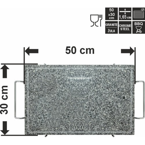 Granito kepimo plokštė GRANIT XL su grioveliu ir laikikliu 50x30x1,65 cm