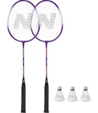 NRZ2053 aliuminio badmintono rinkinys: 2 raketės, 3 plunksninukai ir dėklas NILS