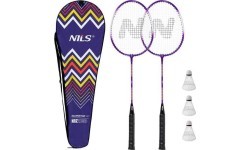 NRZ2053 aliuminio badmintono rinkinys: 2 raketės, 3 plunksninukai ir dėklas NILS