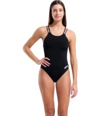 Moteriškas maudymosi kostiumėlis Solid Double Cross Back, juoda-asfalto-juoda, 34 - 555