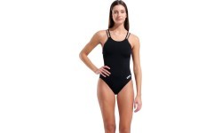 Moteriškas maudymosi kostiumėlis Solid Double Cross Back, juoda-asfalto-juoda, 34 - 555