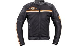 Vyriška motociklininko striukė W-TEC 2Stripe - Juoda-smėlio-oranžinė