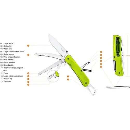 Pocket Knife Ruike LD4, Multifunctional, Green