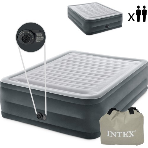Двуспальный надувной матрас с автоматическим насосом, 203x152 см, INTEX
