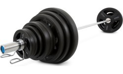 Pivot Fitness PVT-100 Pro Training olimpinių svorių diskų komplektas, chromuotas grifas