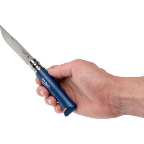 Нож с ремешком Opinel Colorama 08 Inox, тёмно-синий, в чехле