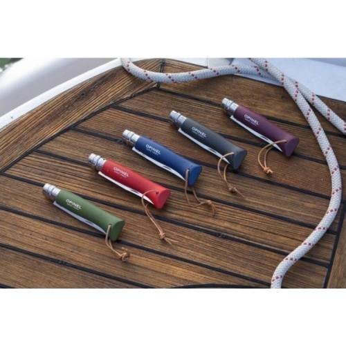 Нож Opinel Colorama 08 Inox Grab коричневый, с ремешком