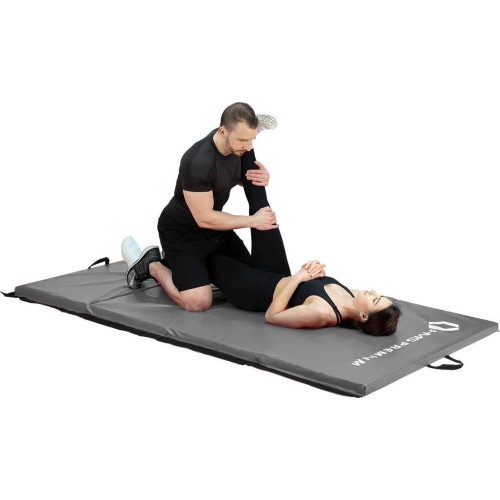 Sulankstomas gimnastikos čiužinys HMS Premium MGS01, 2400 x 1200 mm, pilkas