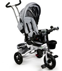 Pasukamas triratukas 360° Grey Delux su stogeliu ECOTOYS