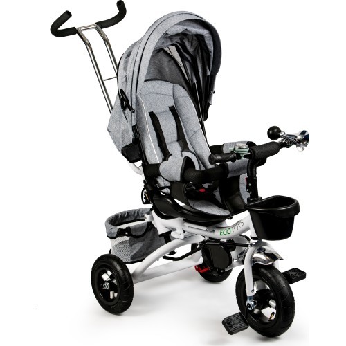 Поворотный трёхколёсный велосипед 360° Grey Delux с навесом ECOTOYS