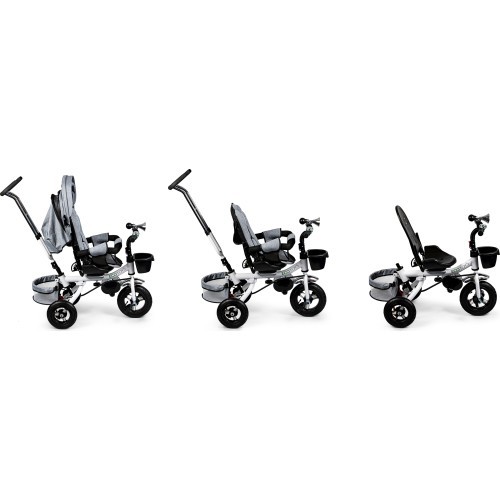 Pasukamas triratukas 360° Grey Delux su stogeliu ECOTOYS