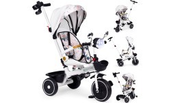 Детский трёхколёсный велосипед с поворотным сиденьем, ручкой и тентом ECOTOYS