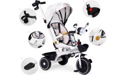 Детский трёхколёсный велосипед с поворотным сиденьем, ручкой и тентом ECOTOYS