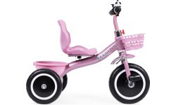 Triratukas su neslystančiomis rankenomis, skambučiu ir krepšeliu, rožinis ECOTOYS