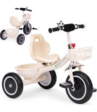 Tricycle tricycle non-slip handles bell basket beige ECOTOYS