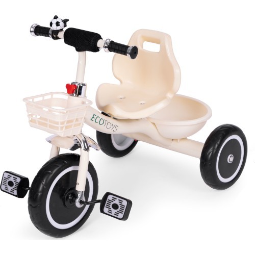 Tricycle tricycle non-slip handles bell basket beige ECOTOYS
