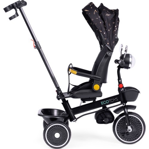 Children's tricycle stroller swivel seat pusher black ECOTOYS
