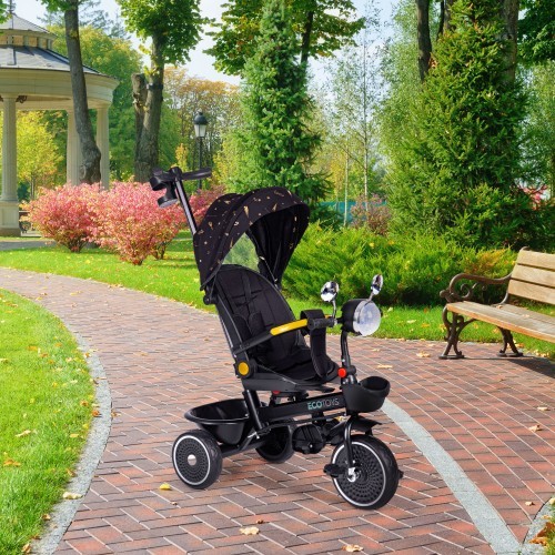 Children's tricycle stroller swivel seat pusher black ECOTOYS