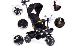 Children's tricycle stroller swivel seat pusher black ECOTOYS