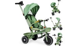 Triratukas 2in1 vežimėlis su pasukama sėdyne ir sulankstomu stogeliu žalias - ECOTOYS