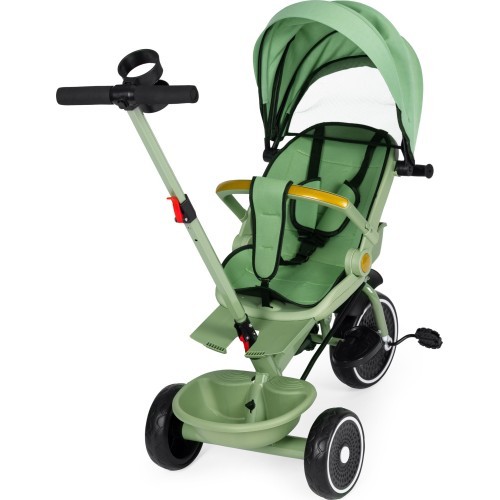 Triratukas 2in1 vežimėlis su pasukama sėdyne ir sulankstomu stogeliu žalias - ECOTOYS