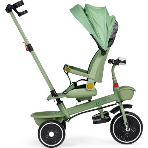 Triratukas 2in1 vežimėlis su pasukama sėdyne ir sulankstomu stogeliu žalias - ECOTOYS