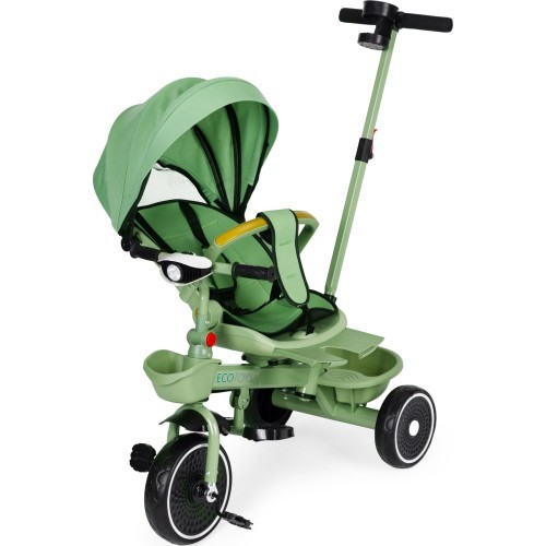 Triratukas 2in1 vežimėlis su pasukama sėdyne ir sulankstomu stogeliu žalias - ECOTOYS