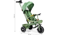 Triratukas 2in1 vežimėlis su pasukama sėdyne ir sulankstomu stogeliu žalias - ECOTOYS