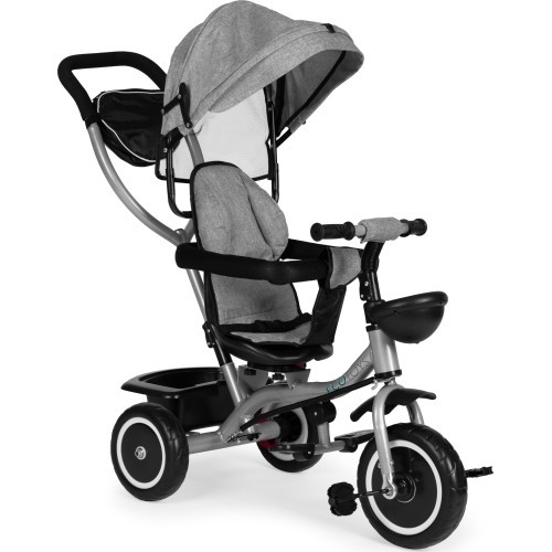 Triratukas-vežimėlis 2-in-1 ECOTOYS, sukioji sėdynė, sudedamas stogelis, pilkas