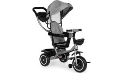 Triratukas-vežimėlis 2-in-1 ECOTOYS, sukioji sėdynė, sudedamas stogelis, pilkas