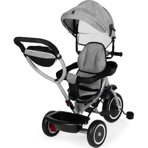 Tricycle stroller 2-in-1 swivel seat folding canopy - grey ECOTOYS
