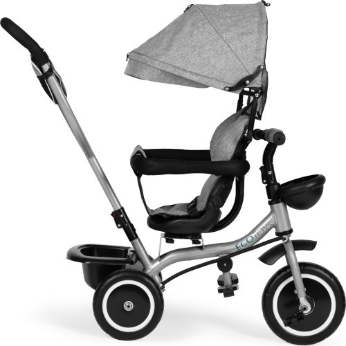 Tricycle stroller 2-in-1 swivel seat folding canopy - grey ECOTOYS