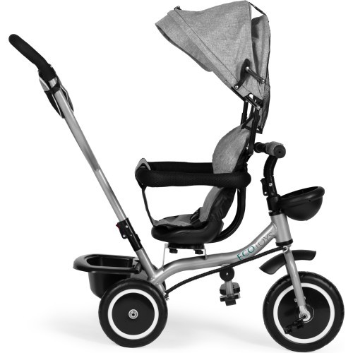 Tricycle stroller 2-in-1 swivel seat folding canopy - grey ECOTOYS