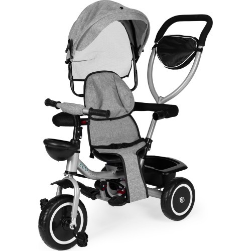 Triratukas-vežimėlis 2-in-1 ECOTOYS, sukioji sėdynė, sudedamas stogelis, pilkas