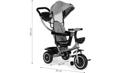 Трёхколёсный велосипед-коляска 2-в-1 ECOTOYS, поворотное сиденье, складной козырёк, серый