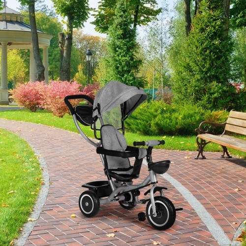 Tricycle stroller 2-in-1 swivel seat folding canopy - grey ECOTOYS